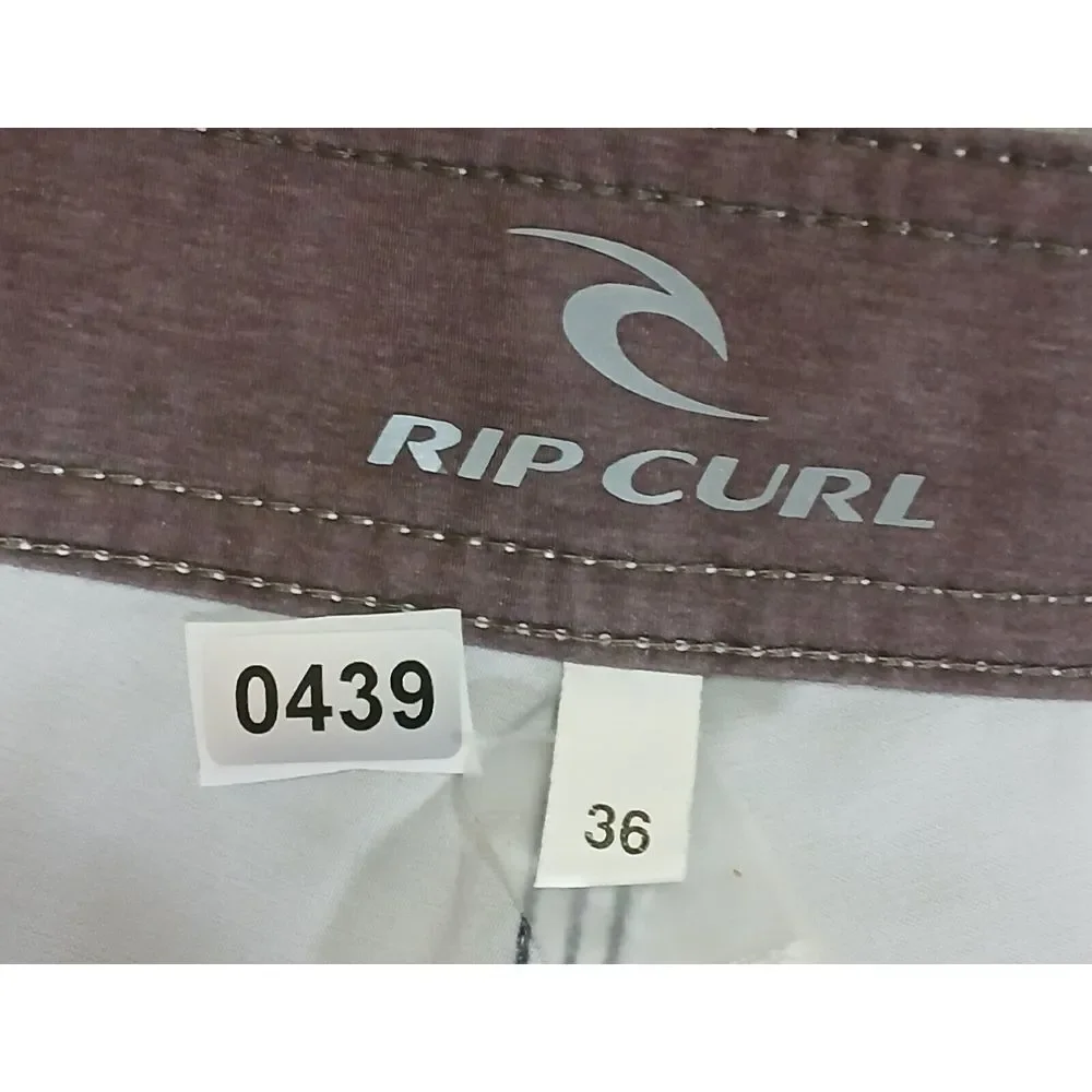Rip Curl Board Shorts Mens Size 36 Orange Striped Drawstring Swim Trunks Pockets